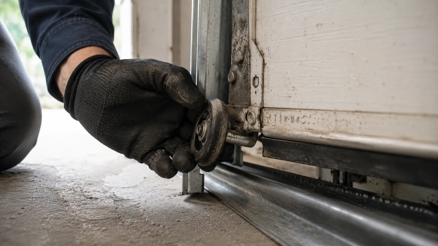 Garage door detail illustrating what actually happens during a garage door service call in charlotte